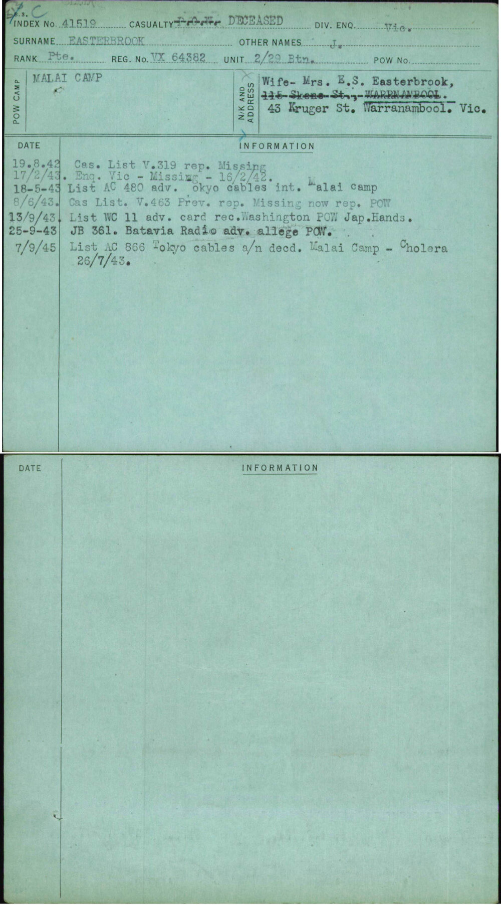 Easterbrook, J, VX64382