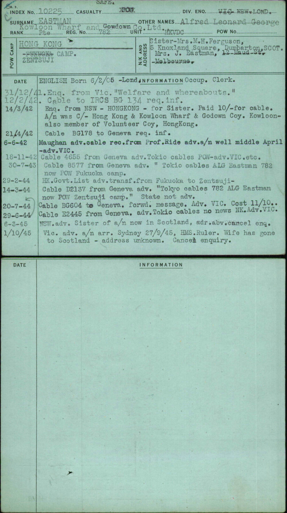 Eastman, Alfred Leonard George, 782