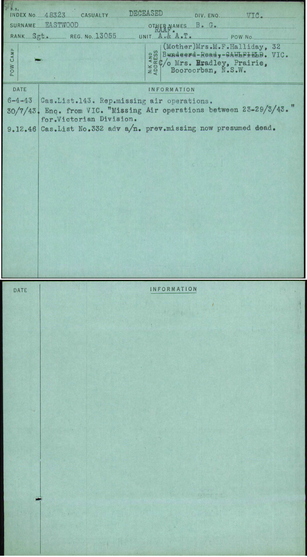 Eastwood, B G, 13055