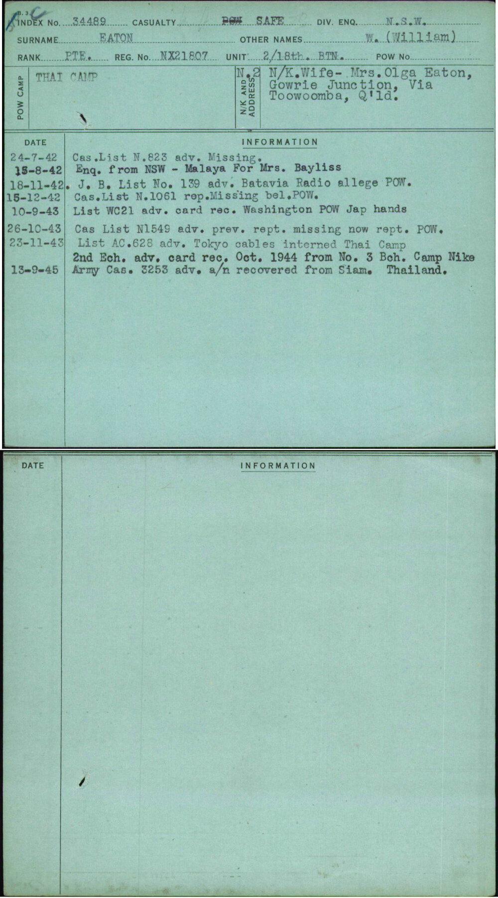 Eaton, W (William), NX21807