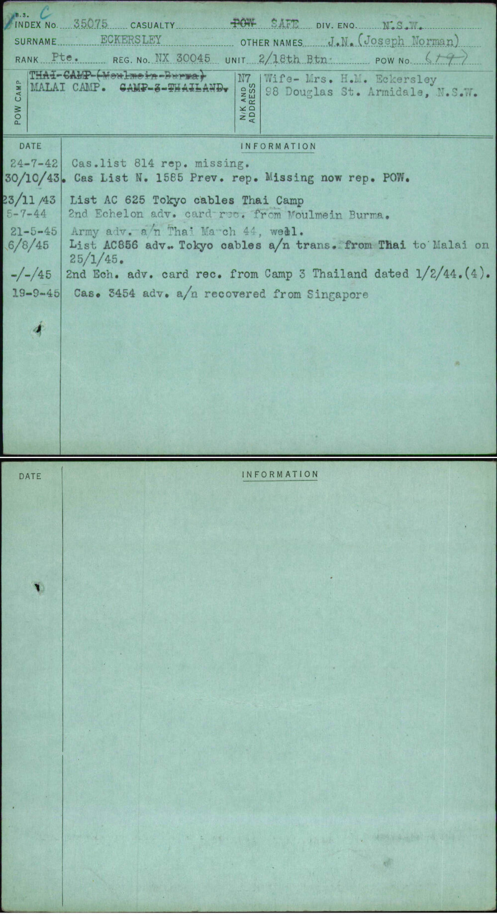 Eckersley, J N (Joseph Norman), NX30045