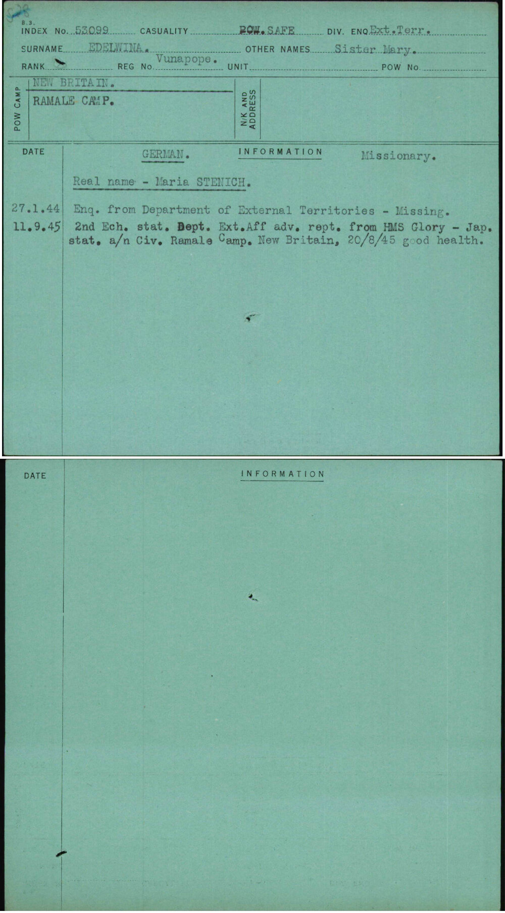 Edelwina, Sister Mary, Vunapope