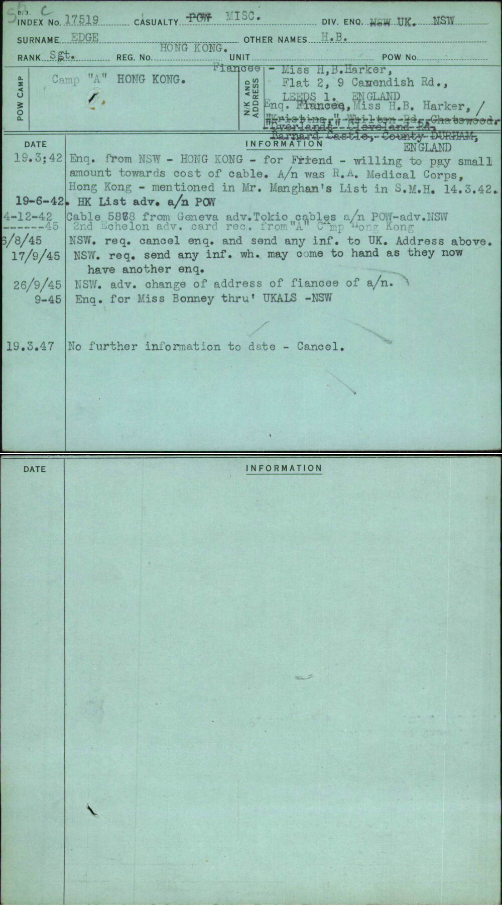 Edge, H B, Hong Kong