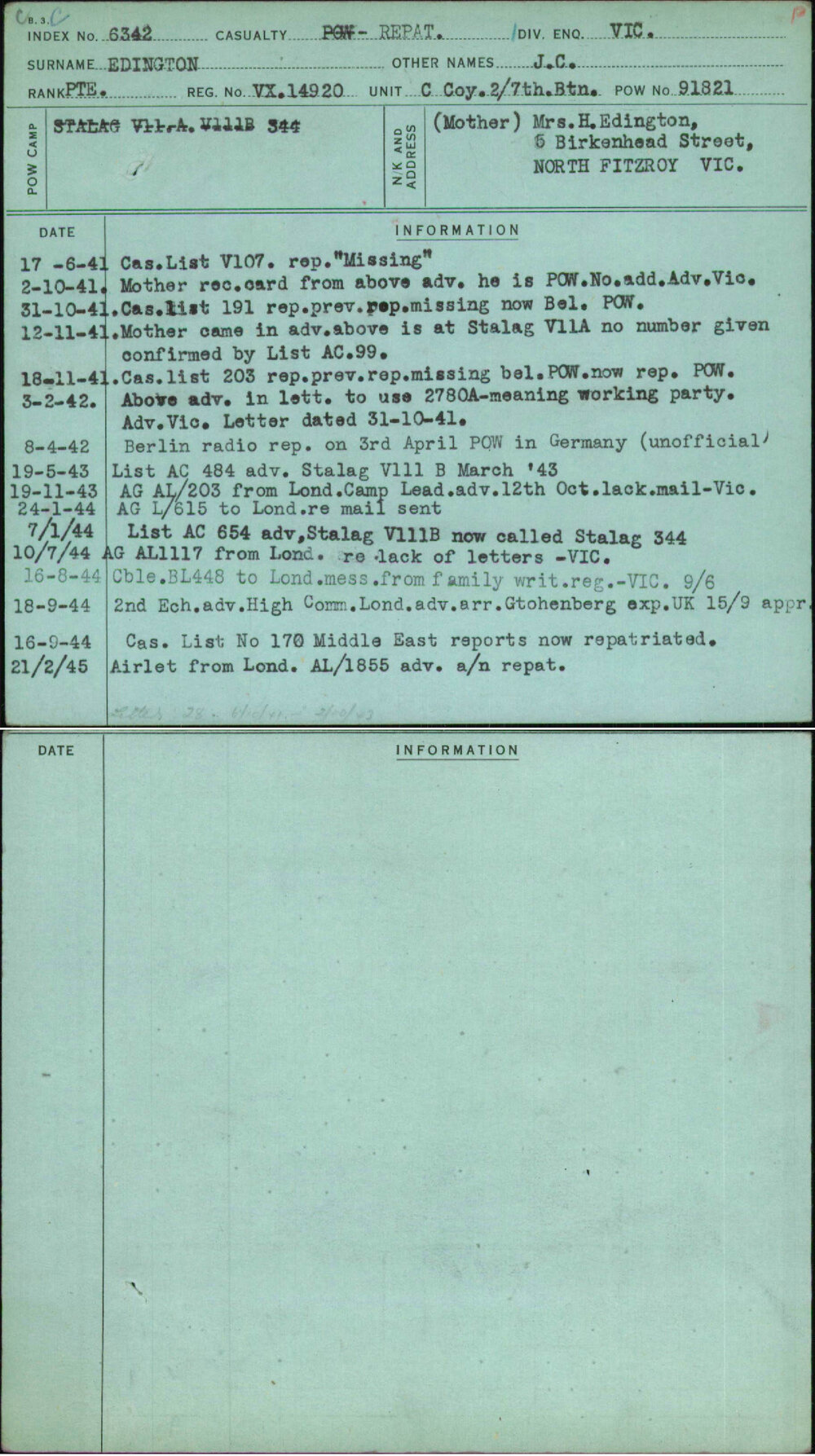 Edington, J C, VX14920