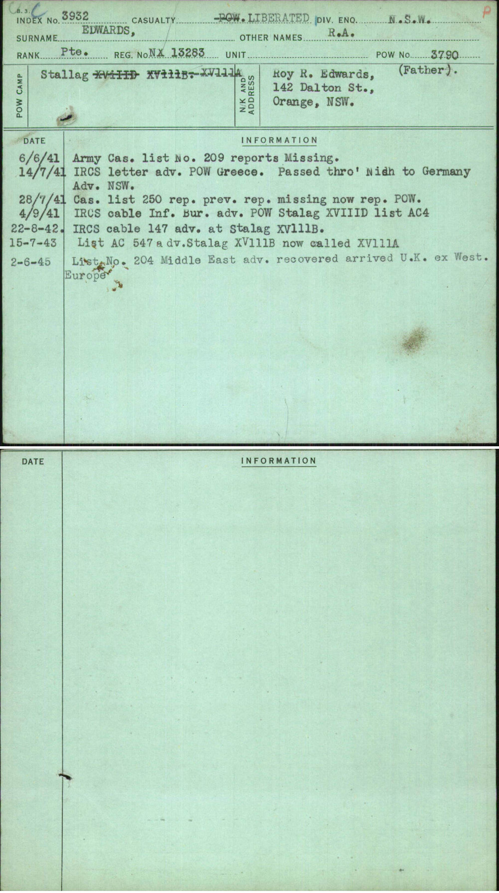 Edwards, R A, NX13283