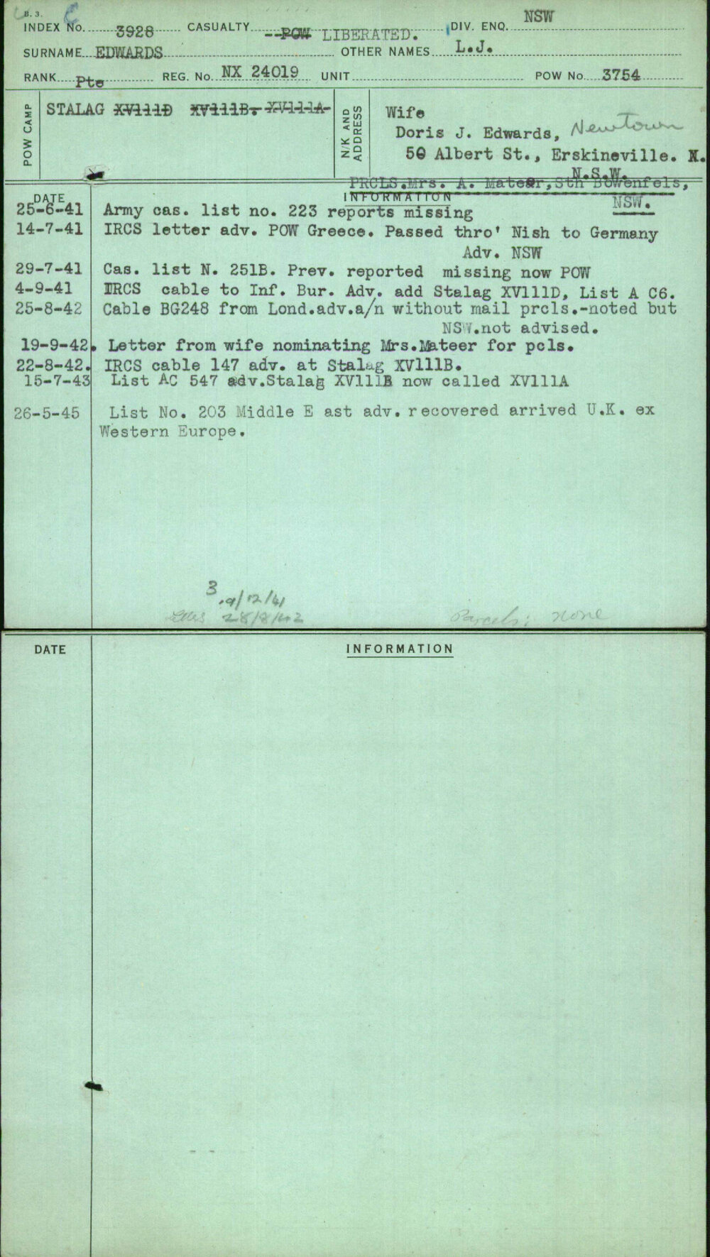 Edwards, L J, NX24019