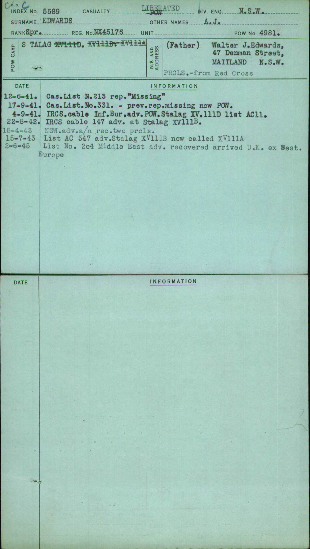 Edwards, A J, NX45176