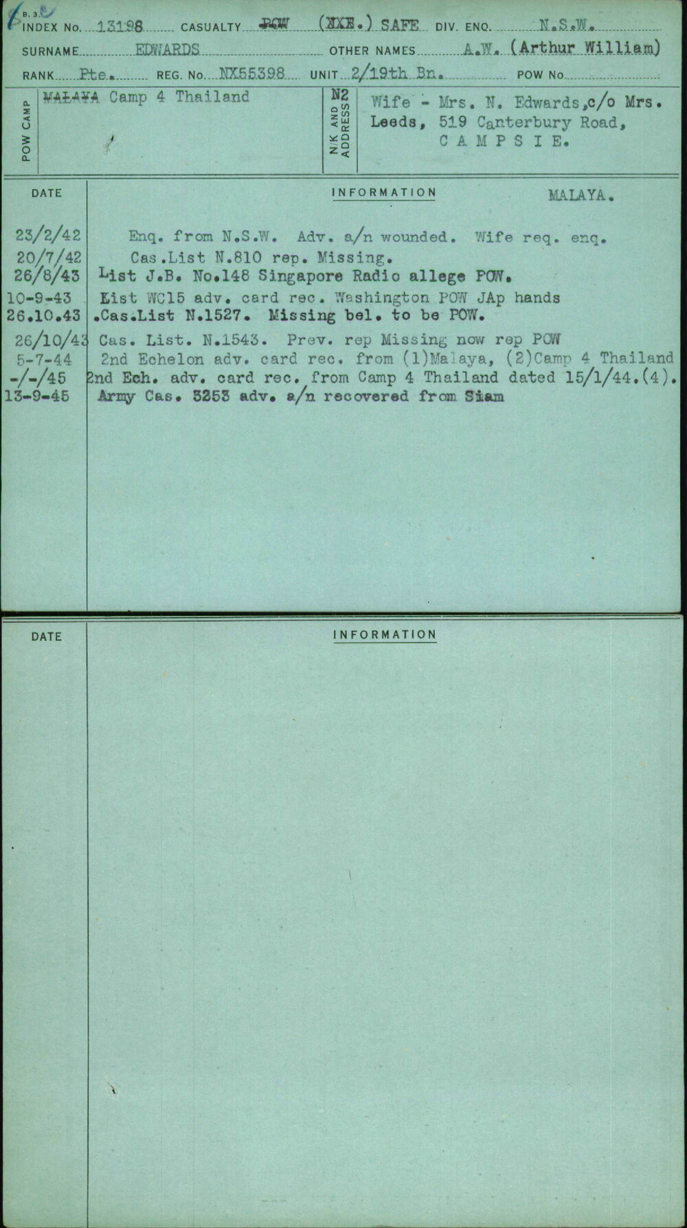Edwards, A W (Arthur William), NX55398