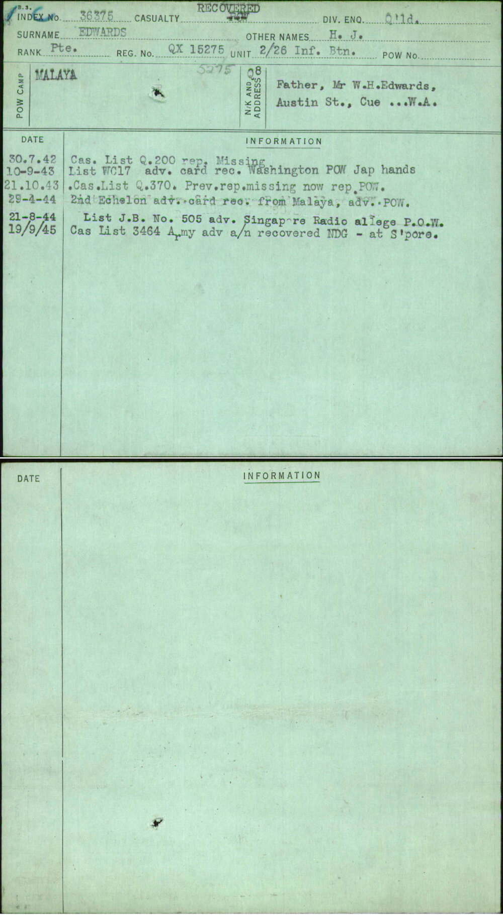 Edwards, H J, QX15275