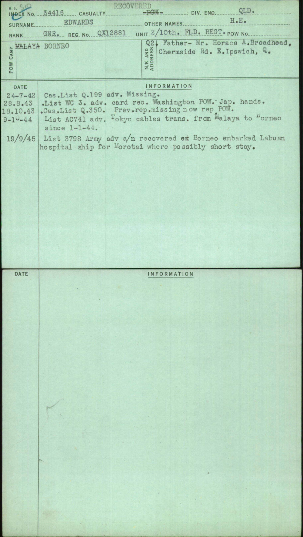 Edwards, H E, QX12881