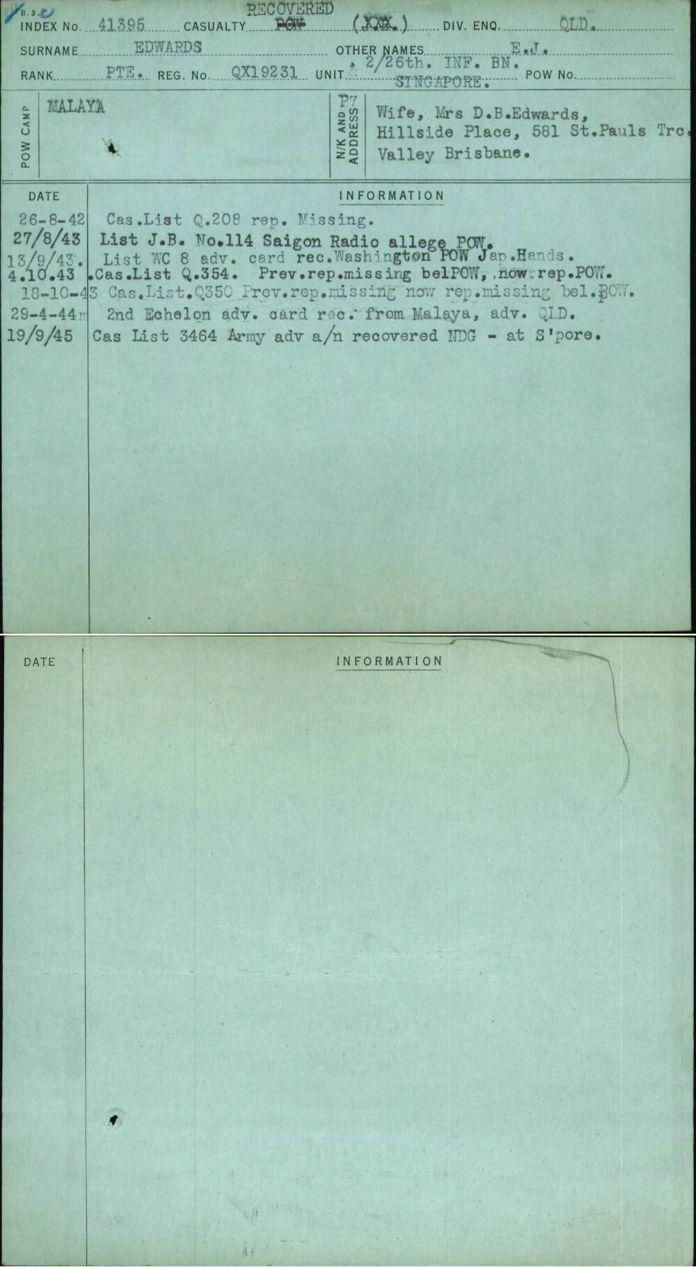 Edwards, E J, QX19231