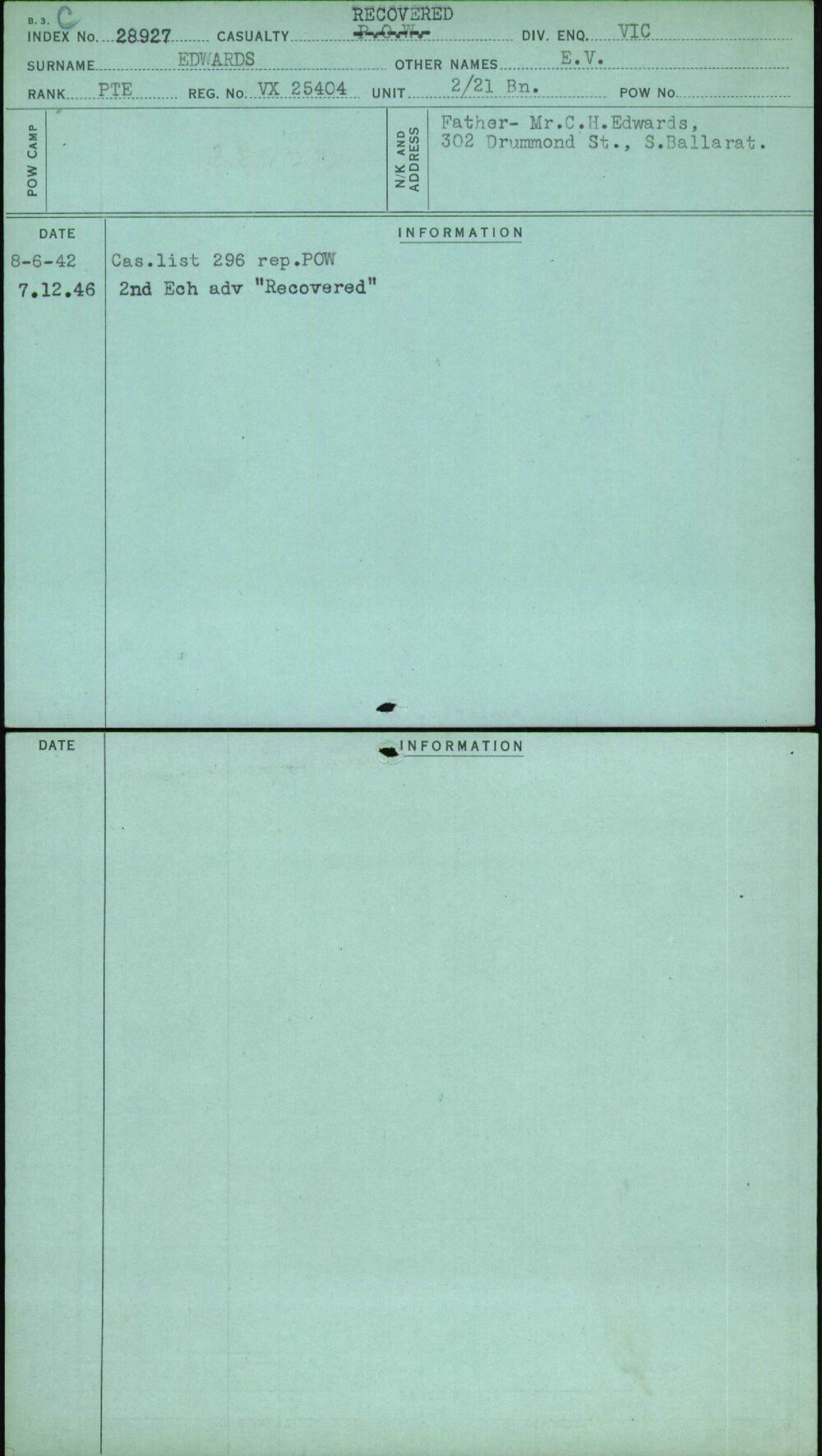 Edwards, E V, VX25404