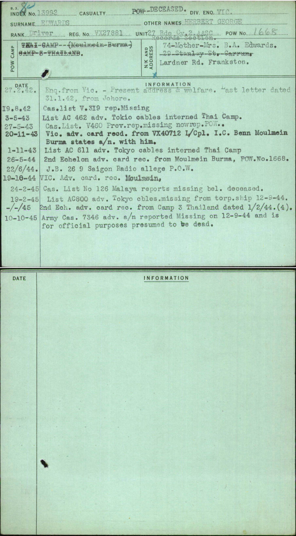 Edwards, Herbert George, VX27881