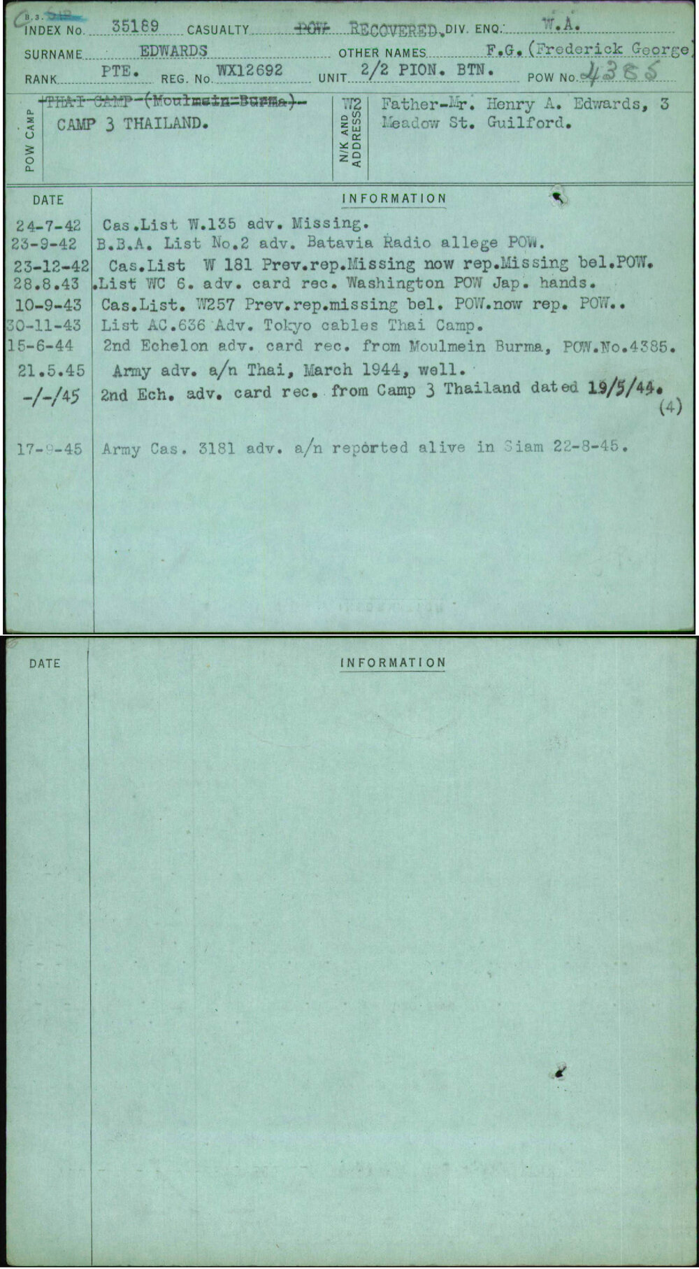 Edwards, F G (Frederick George), WX12692