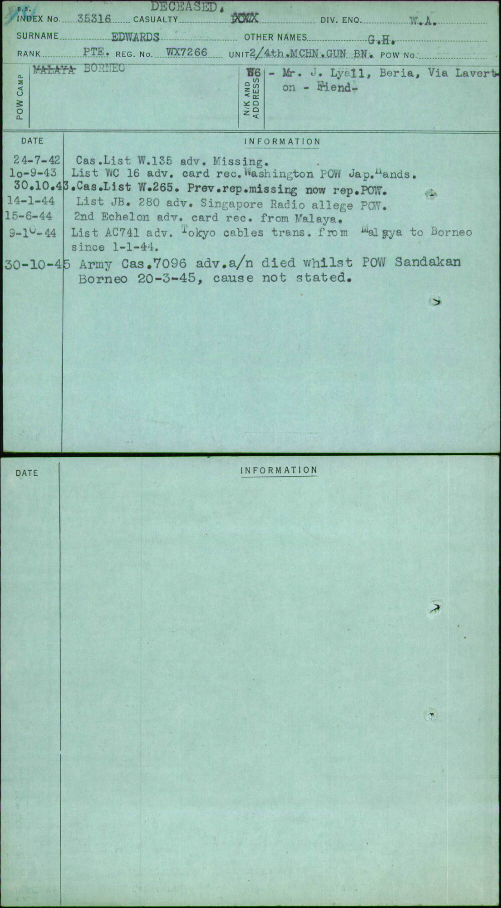 Edwards, G H, WX7266