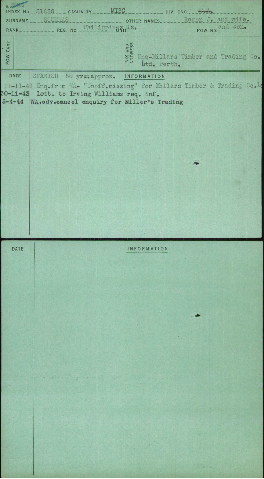 Egueras, Ramon J And Wife And Son, Philippines Is