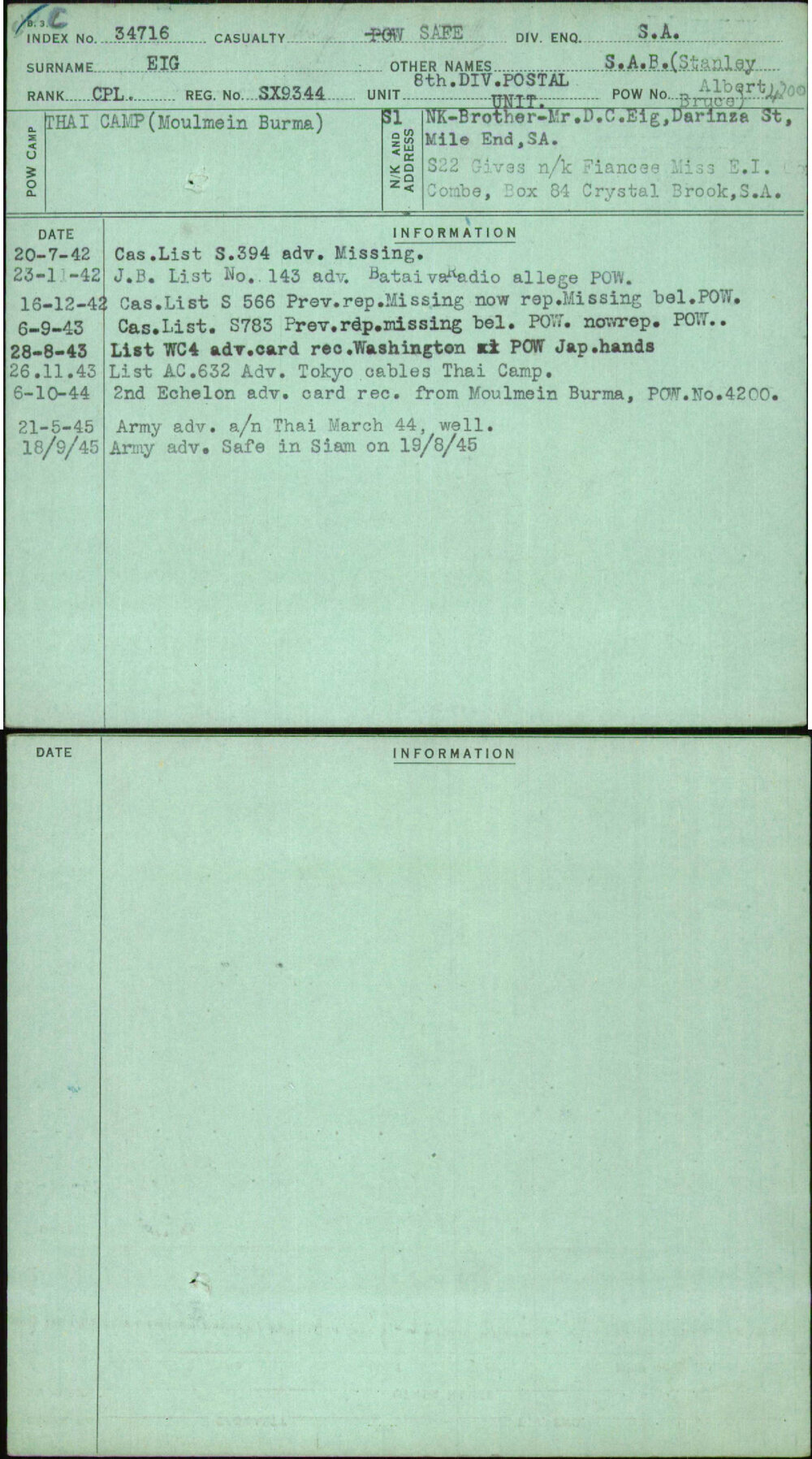 Eig, S A B (Stanley Albert Bruce), SX9344