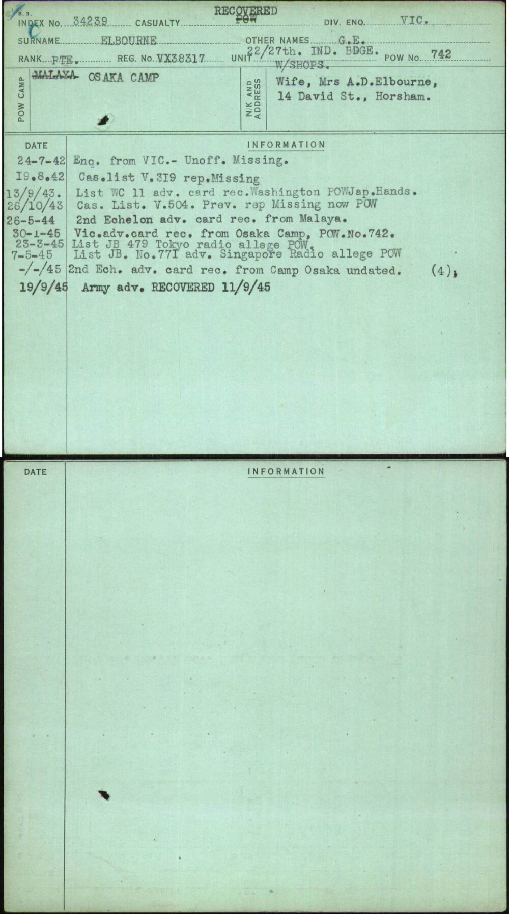 Elbourne, G E, VX38317