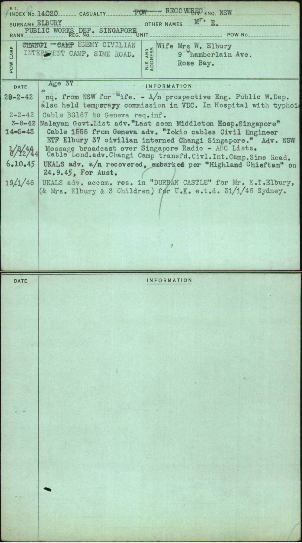 Elbury, Mr E, [No Service Number]