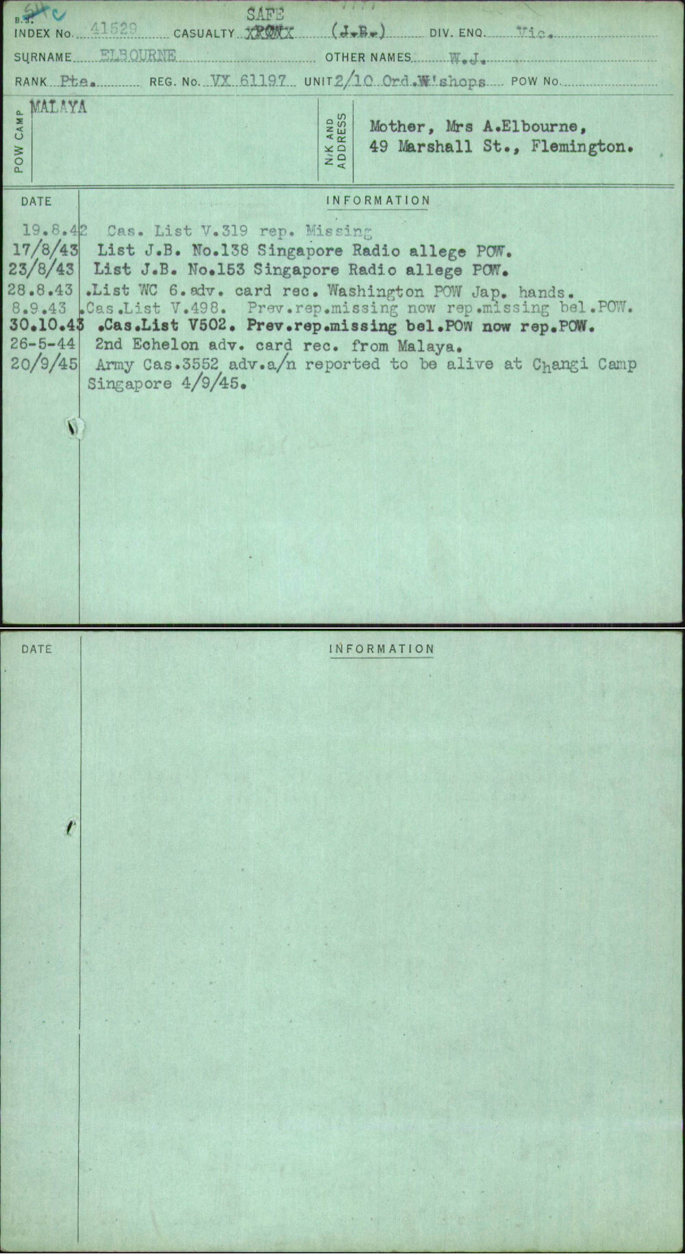 Elbourne, W J, VX61197