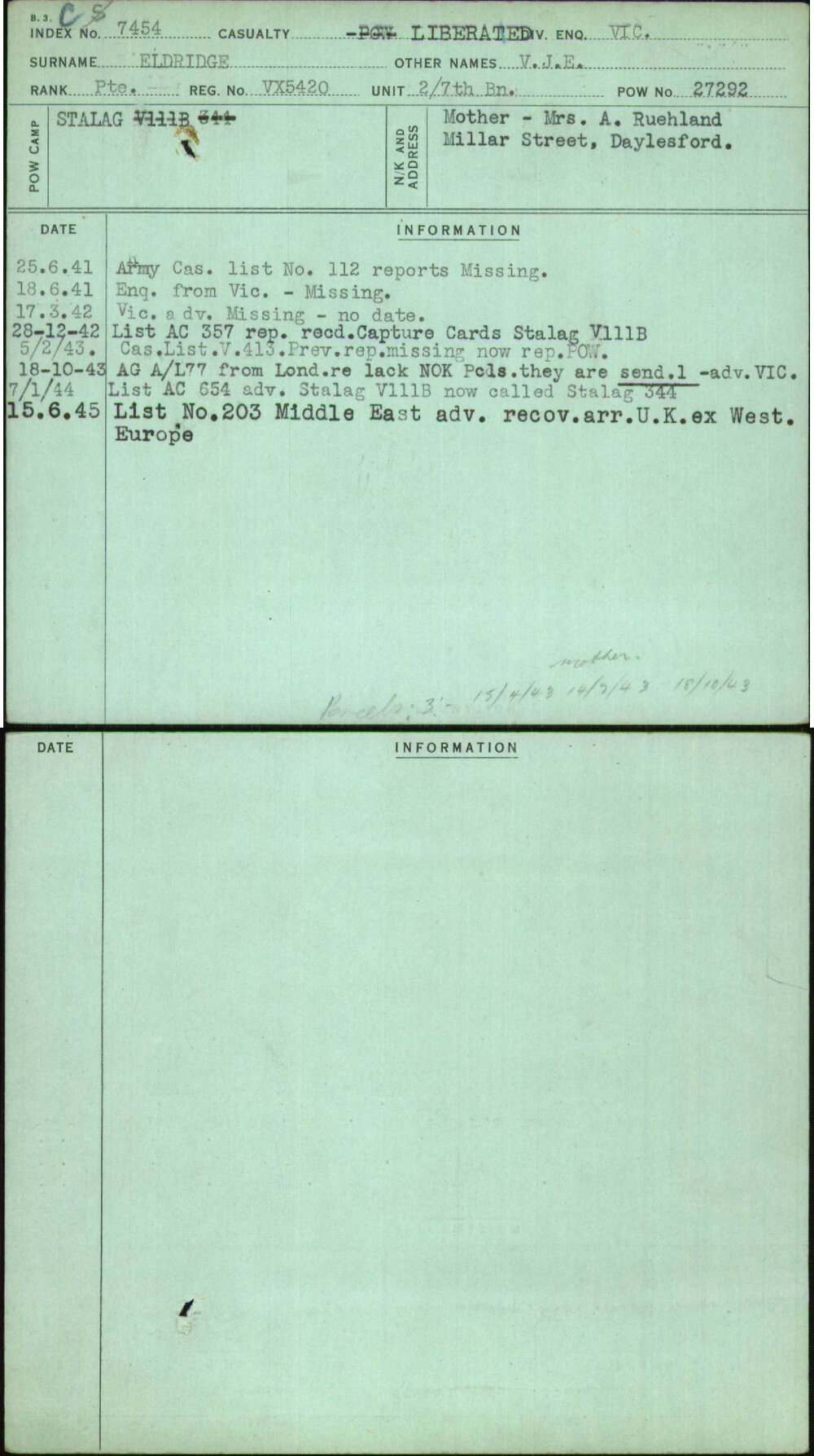 Eldridge, V J E, VX5420