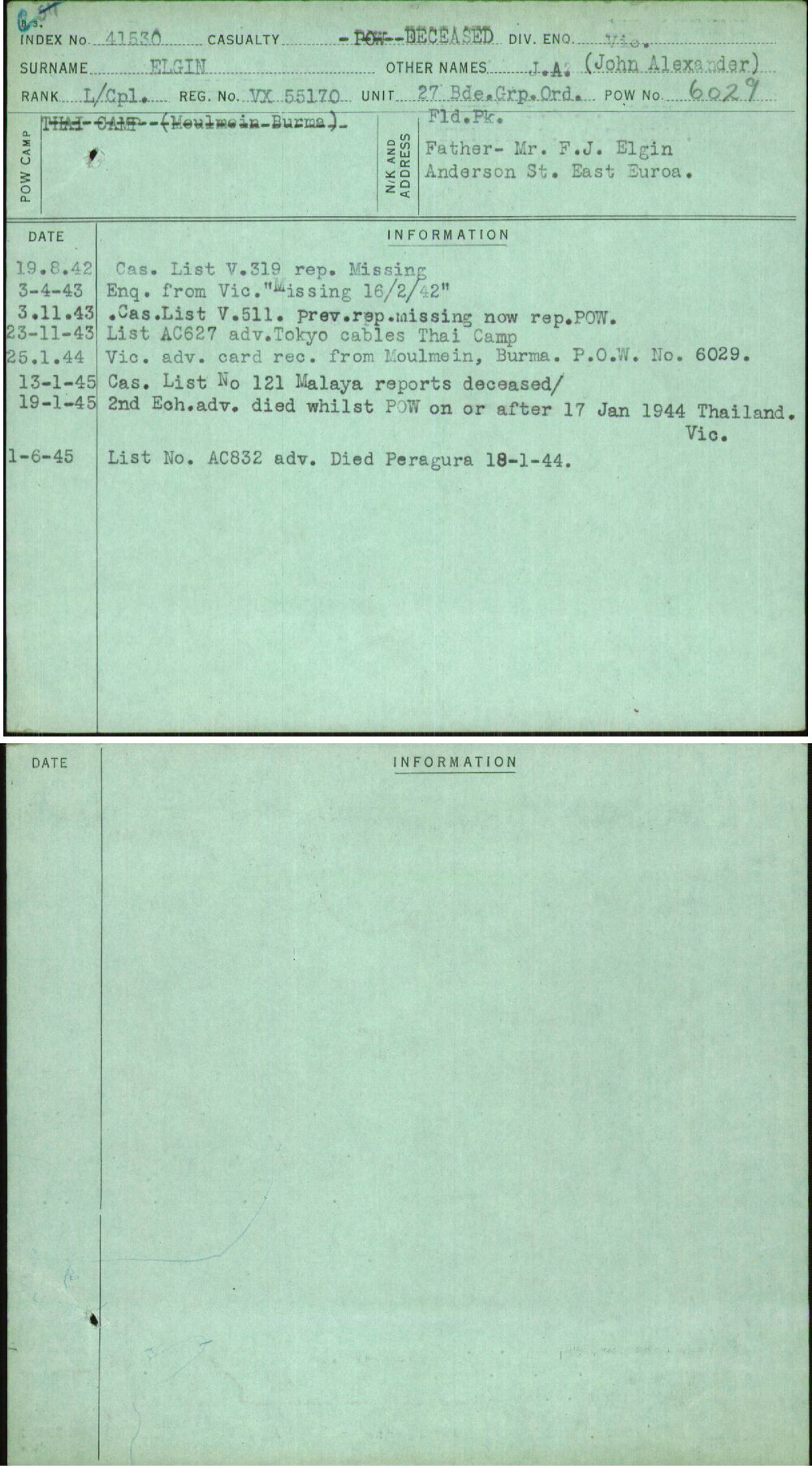 Elgin, J A (John Alexander), VX55170