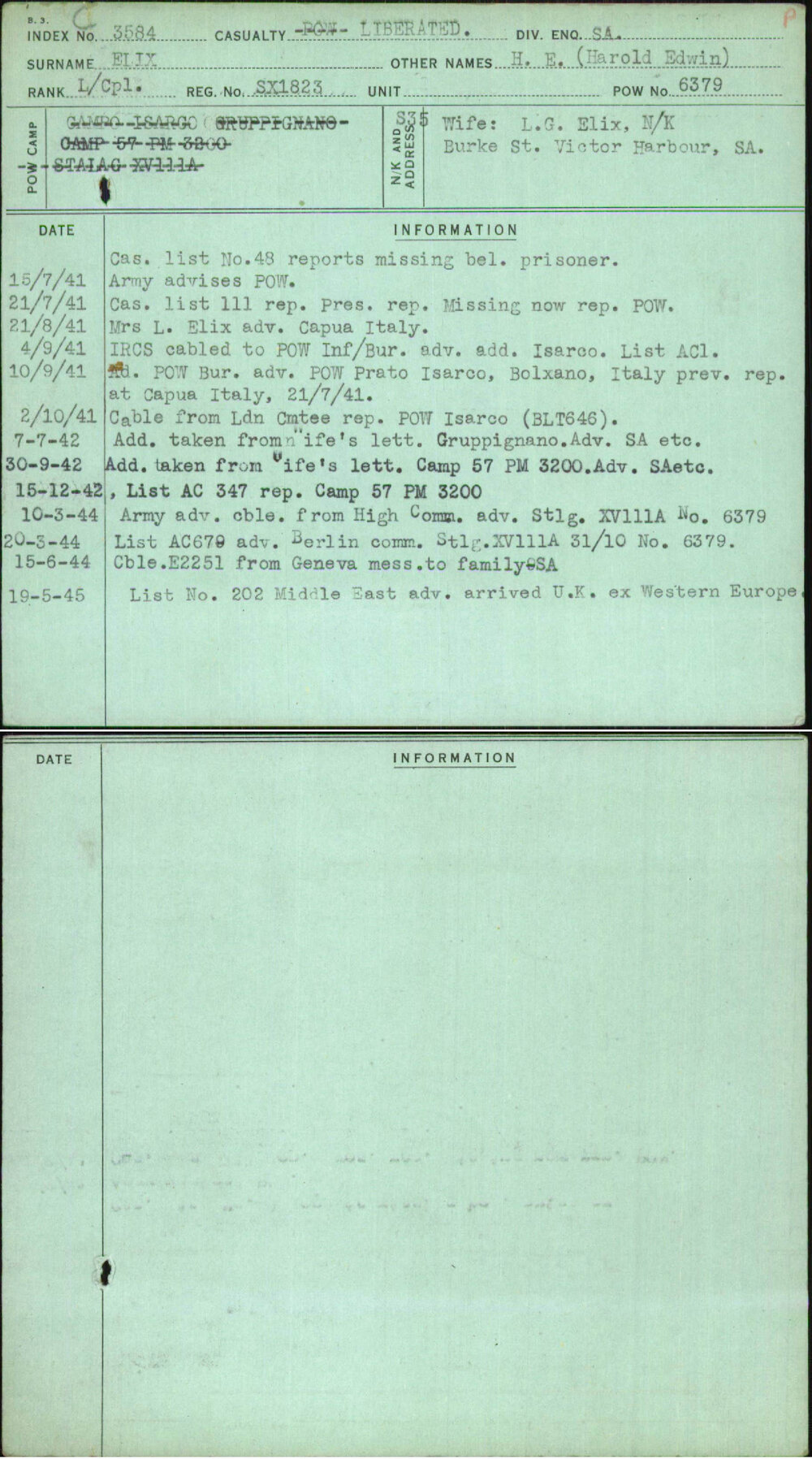 Elix, H E (Harold Edwin), SX1823