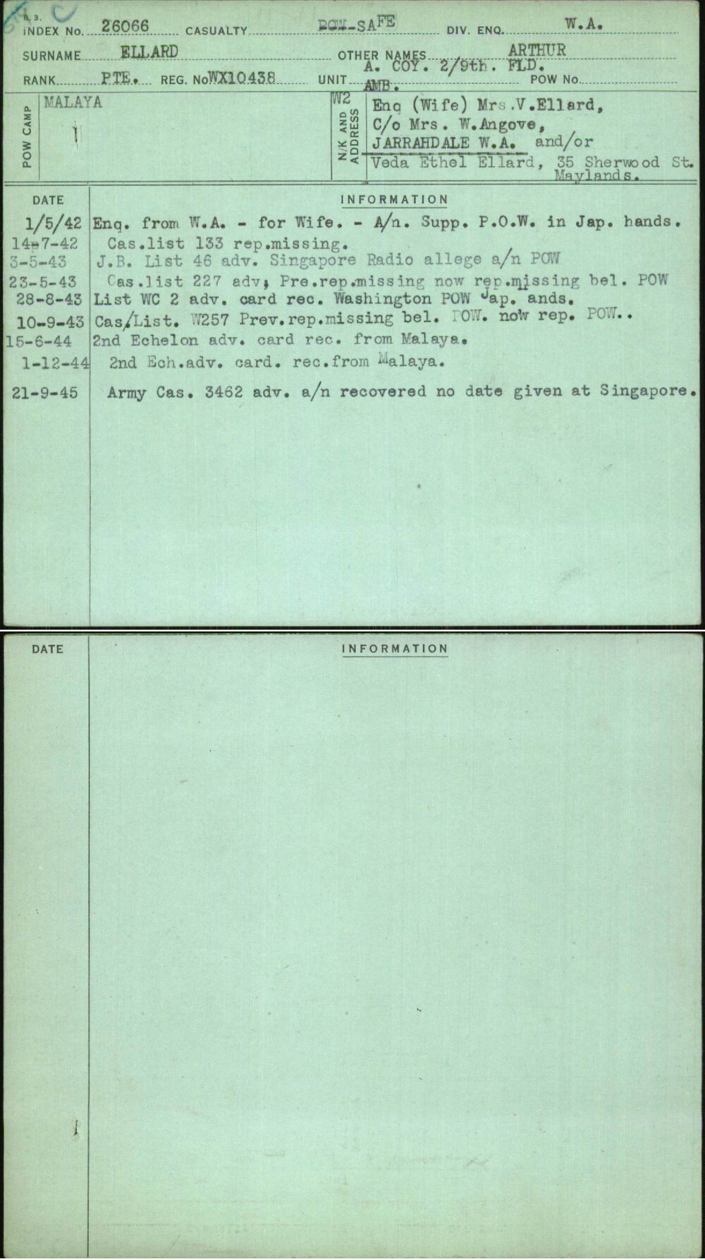 Ellard, Arthur, WX10438