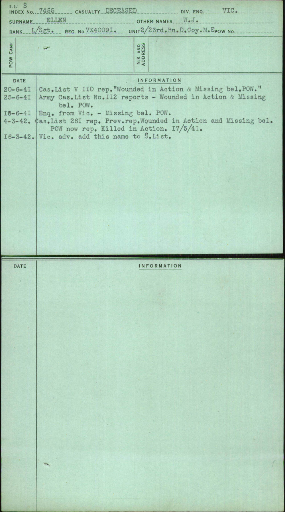 Ellen, W J, VX40091