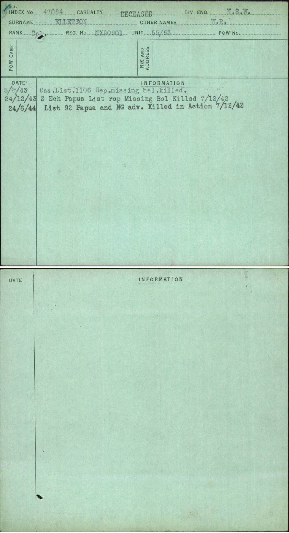 Elletson, W R, NX90901