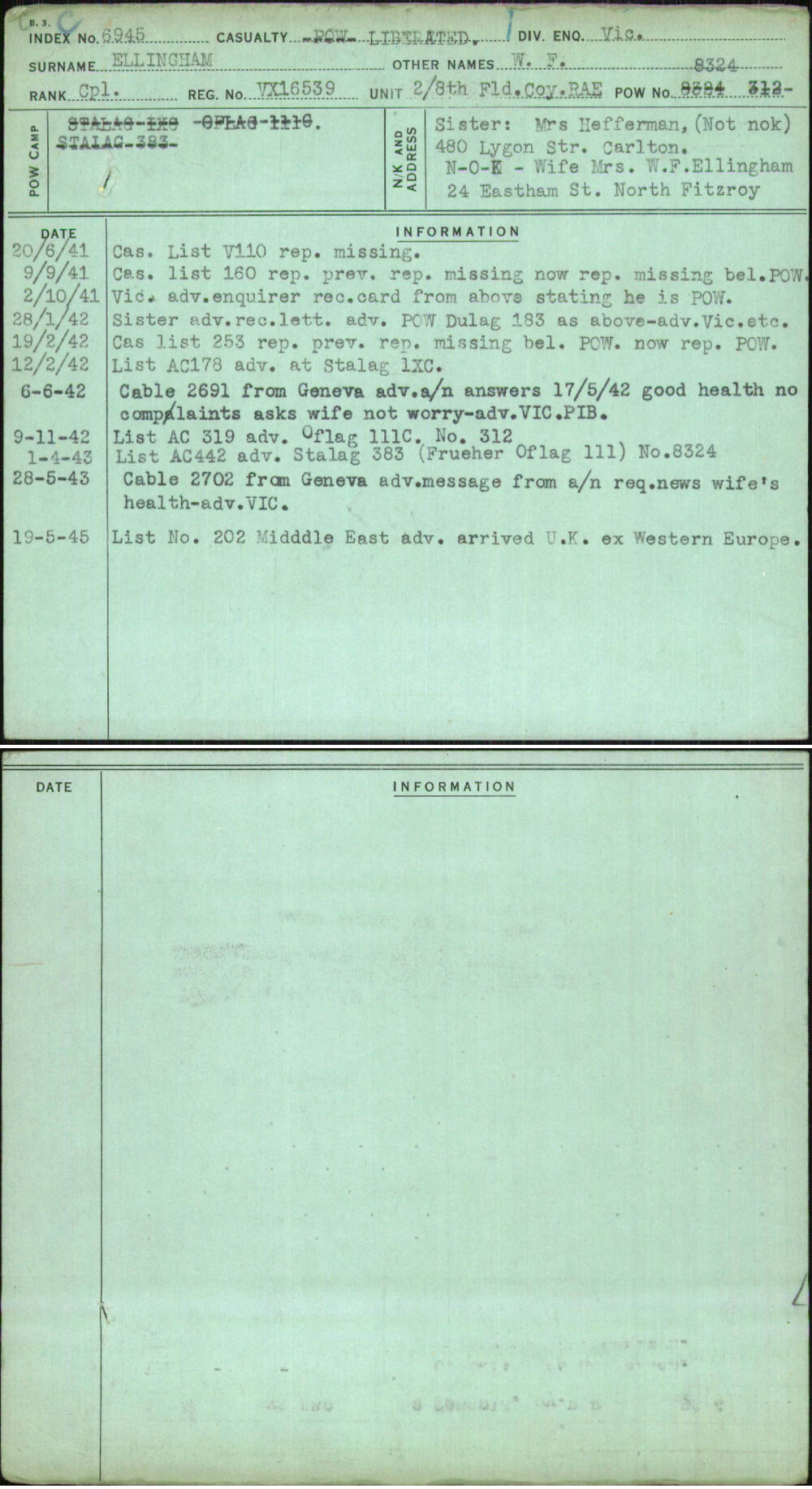 Ellingham, W F, VX16539