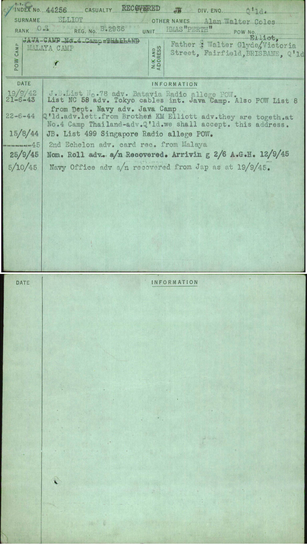 Elliot, Alan Walter Coles, B2936