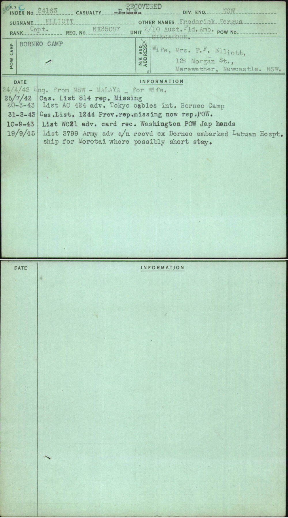 Elliott, Frederick Fergus, NX35087