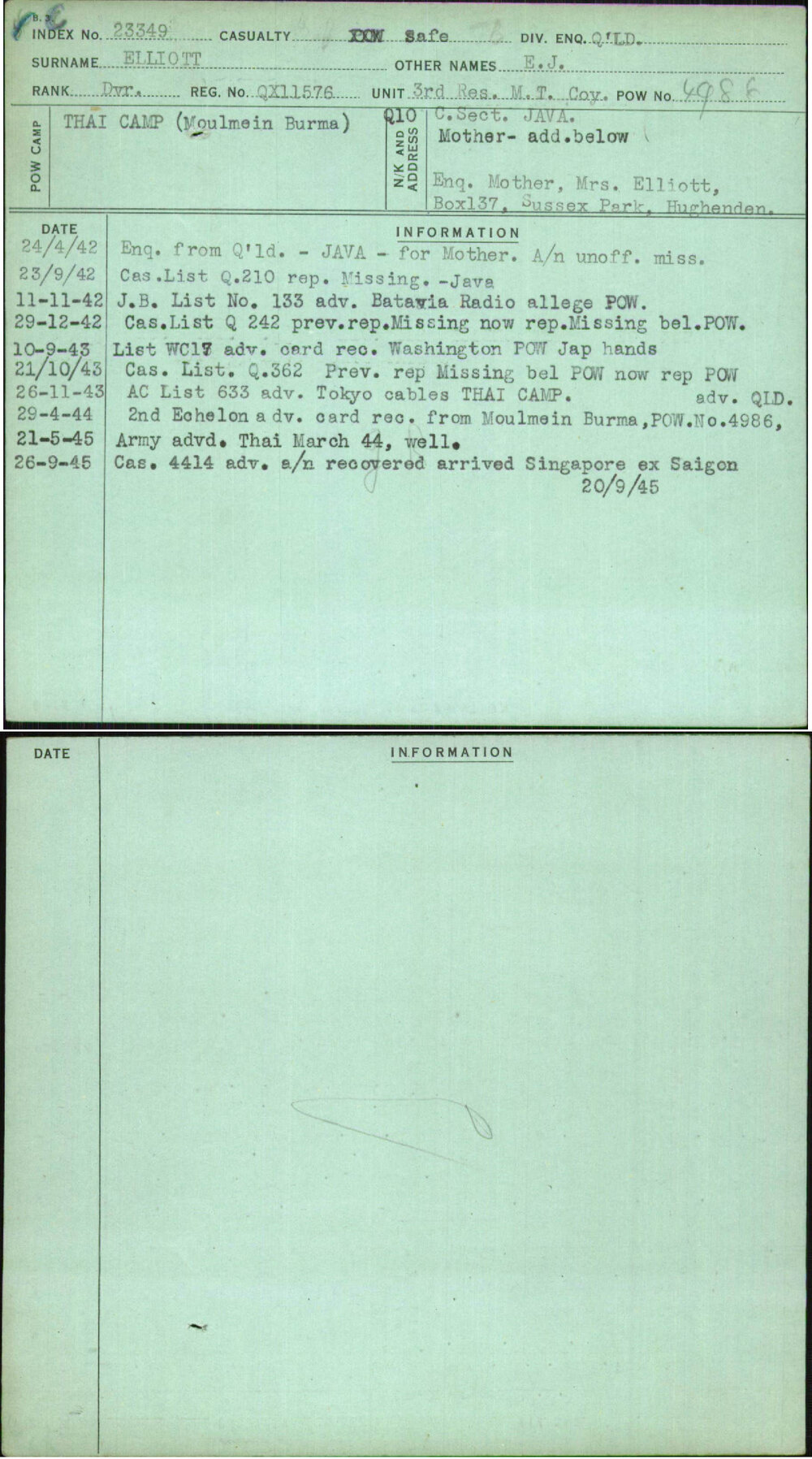 Elliott, E J, QX11576