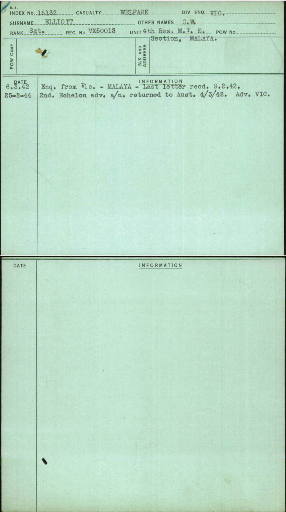 Elliott, C W, VX50013