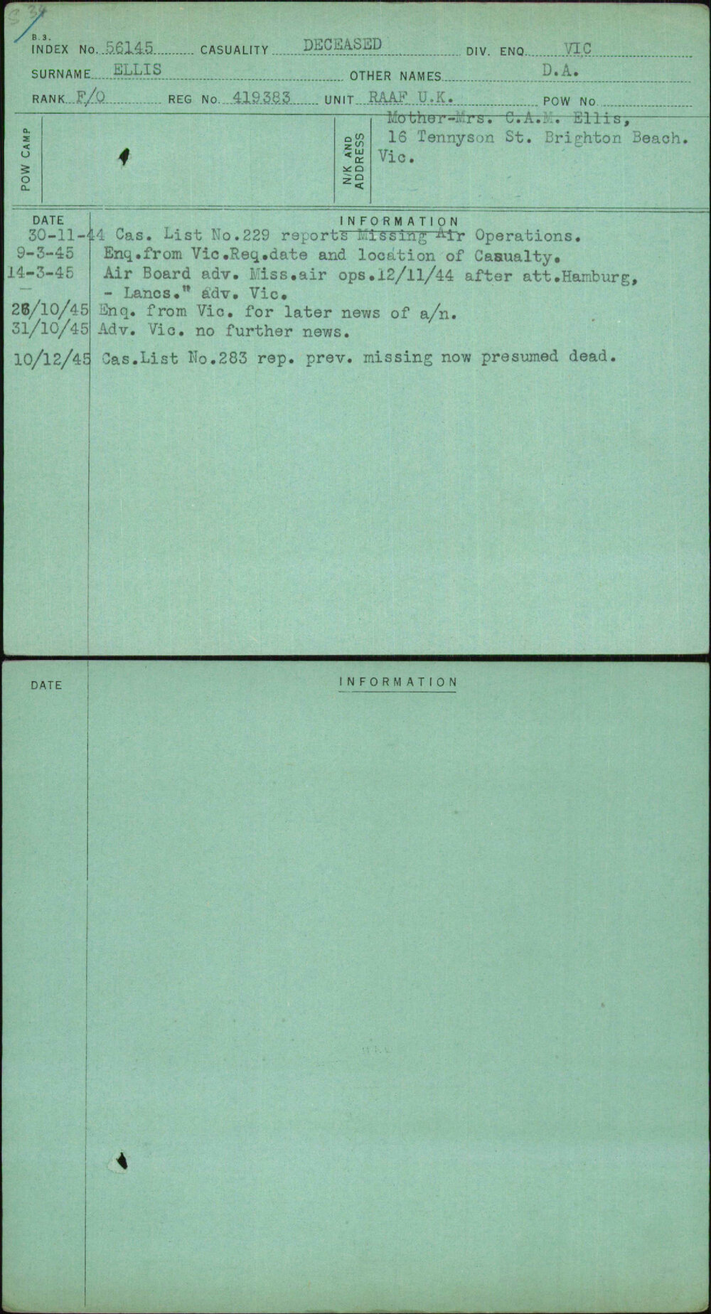 Ellis, D A, 419383