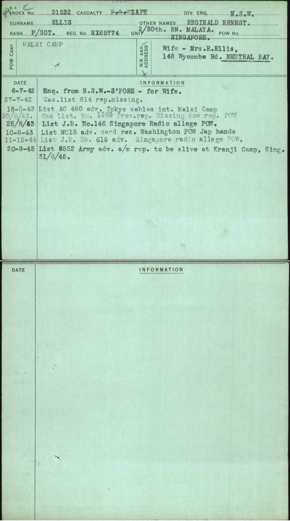 Ellis, Reginald Ernest, NX65774