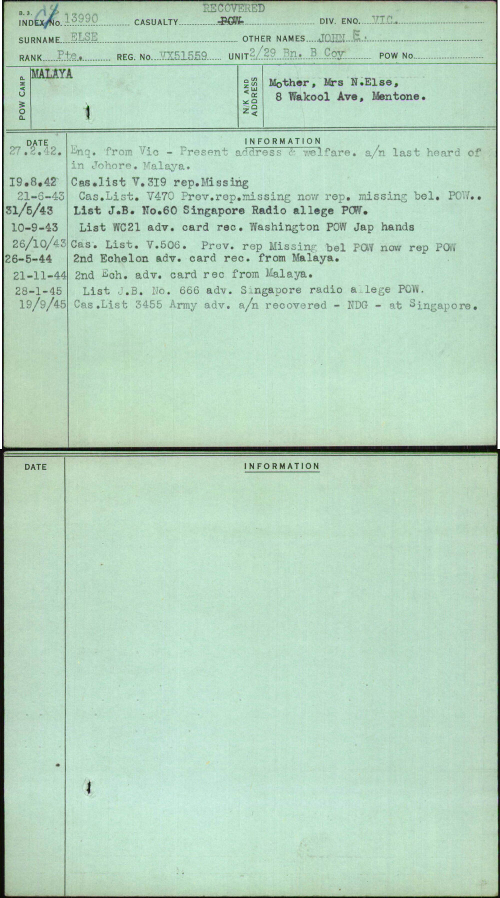 Else, John E, VX51559