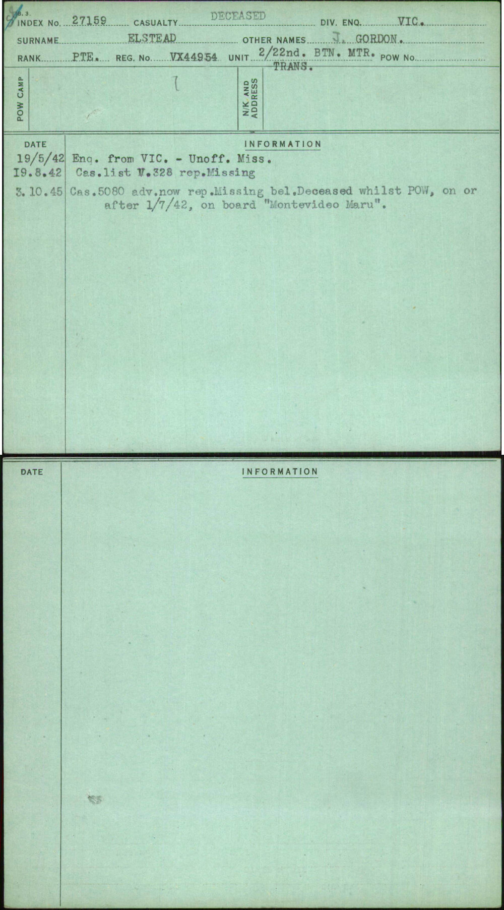 Elstead, J Gordon, VX44954