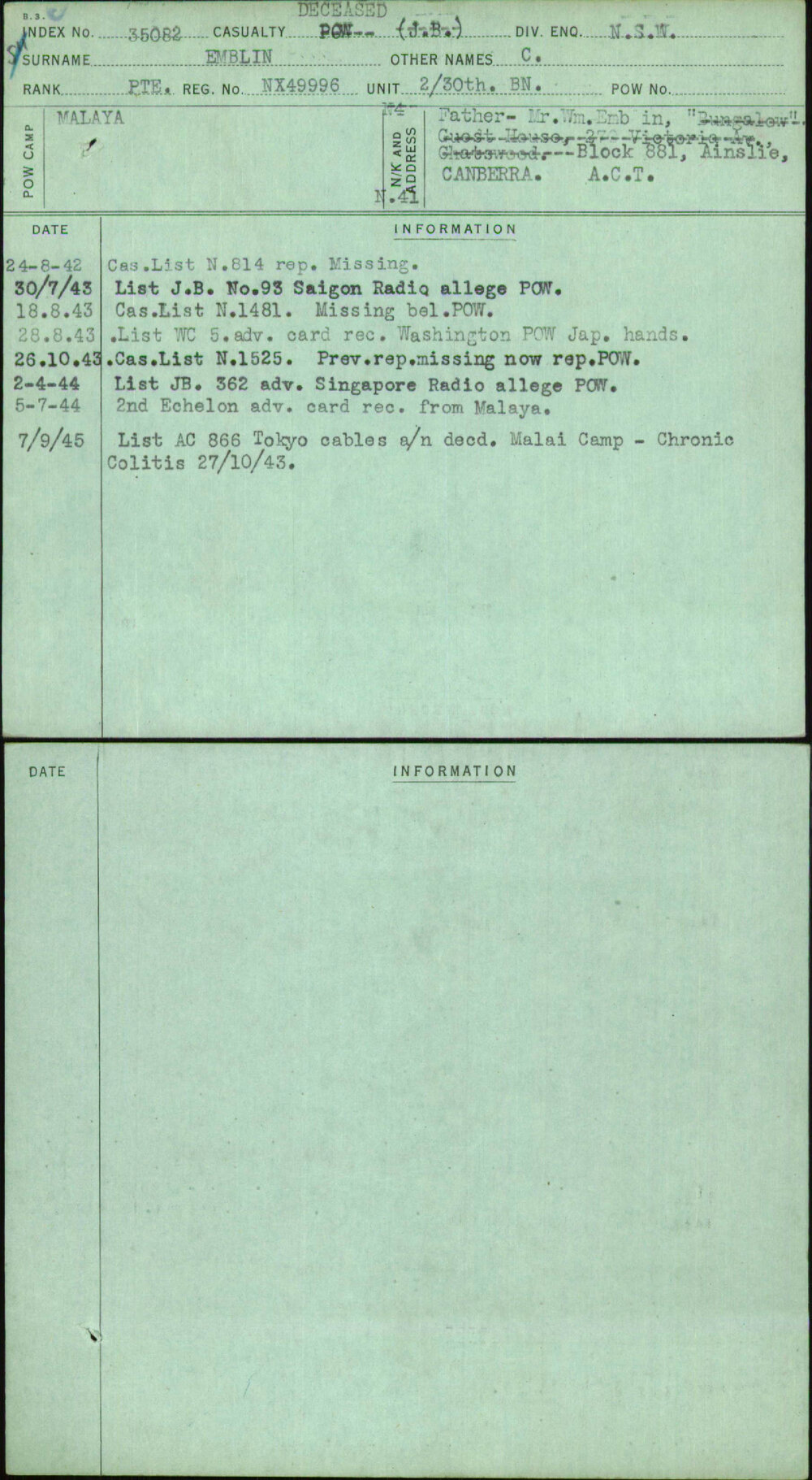 Emblin, C, NX49996