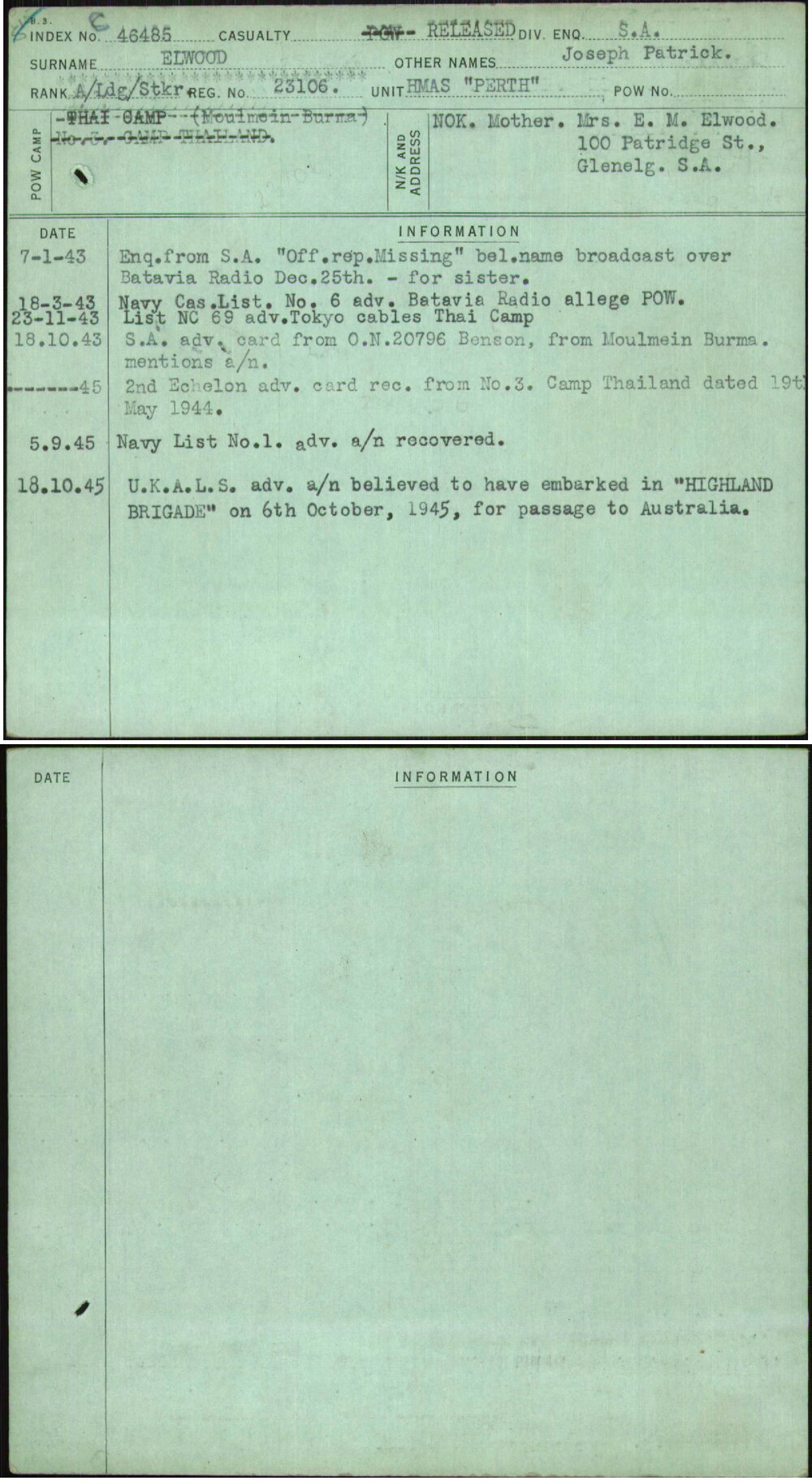 Elwood, Joseph Patrick, 23106