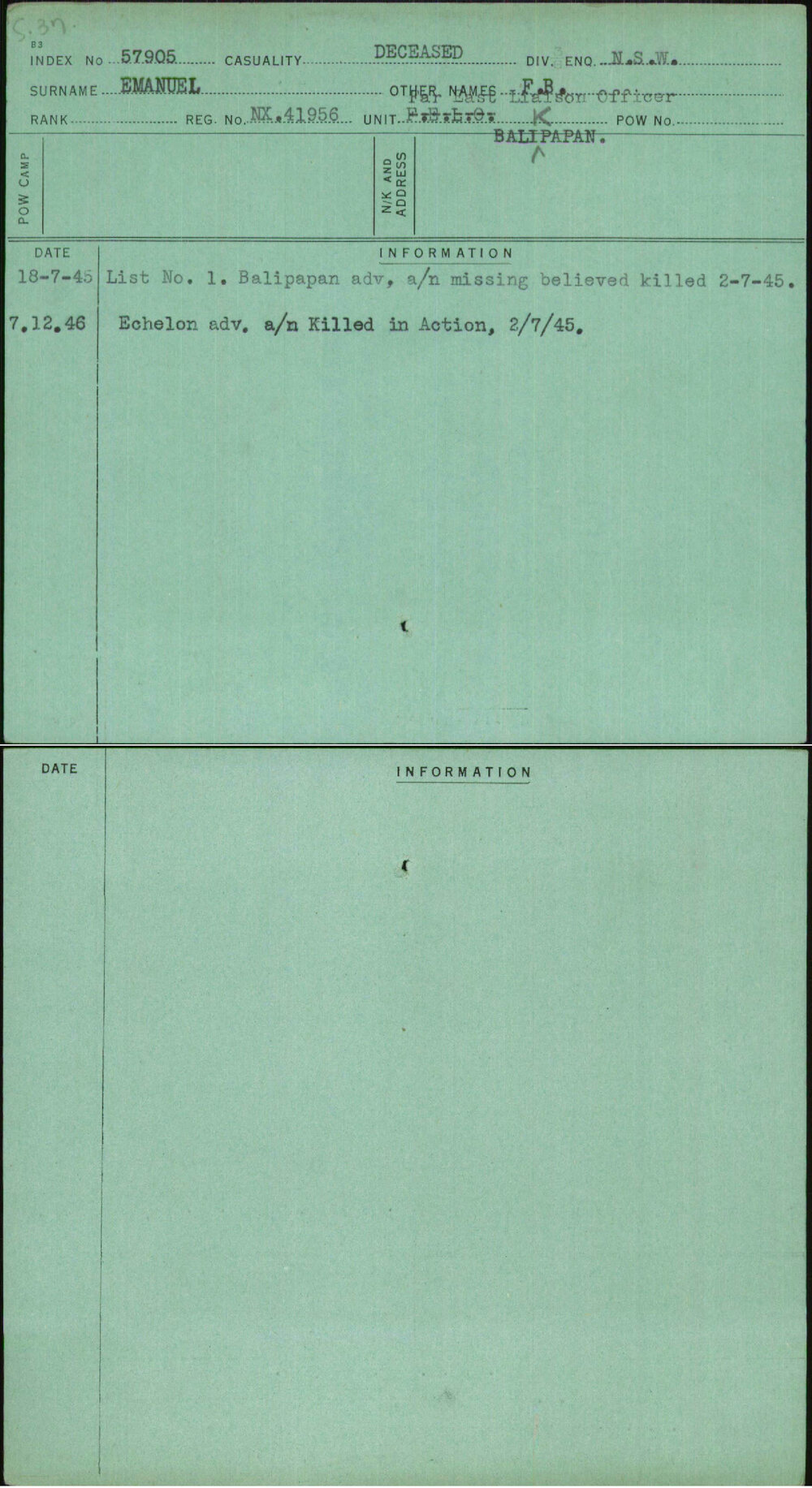 Emanuel, F B, NX41956