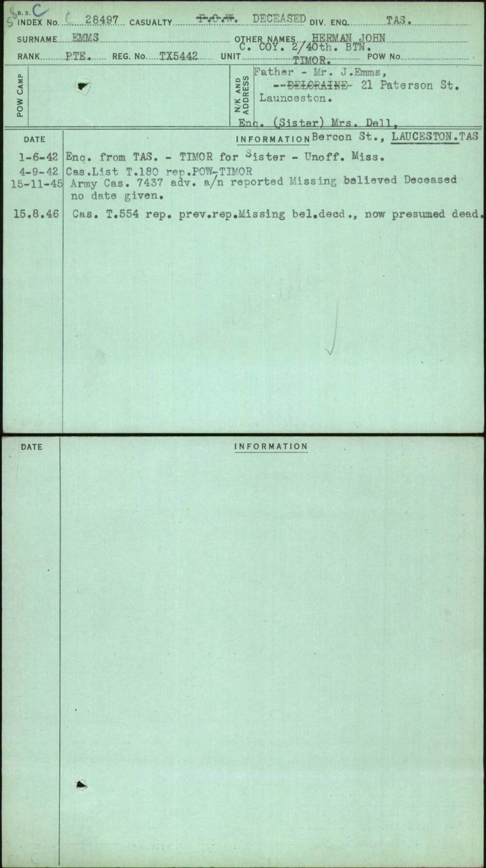 Emms, Herman John, TX5442