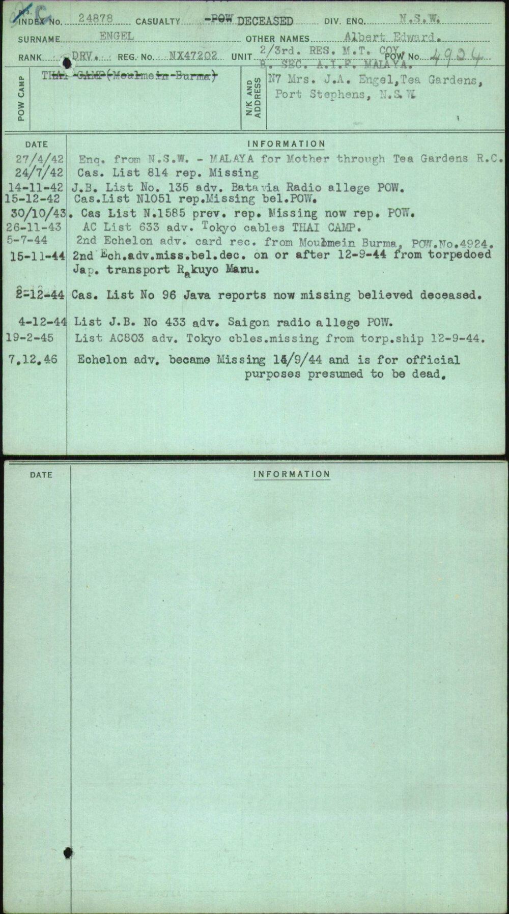 Engel, Albert Edward, NX47202