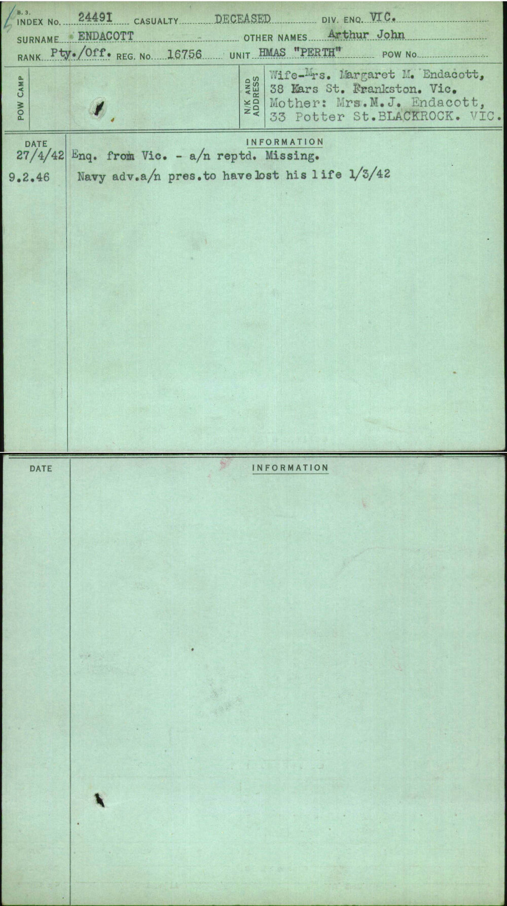 Endacott, Arthur John, 16756