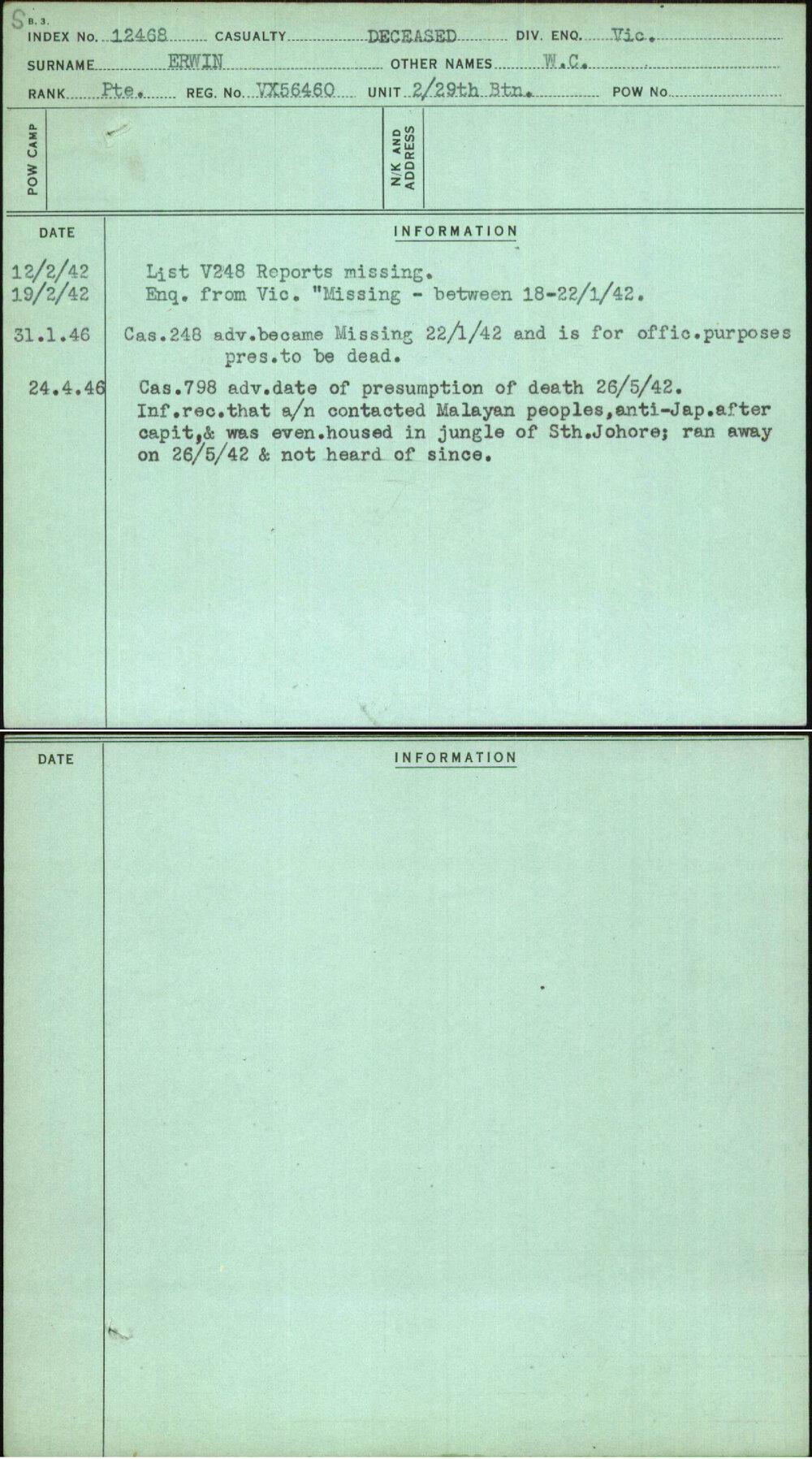 Erwin, W C, VX56460