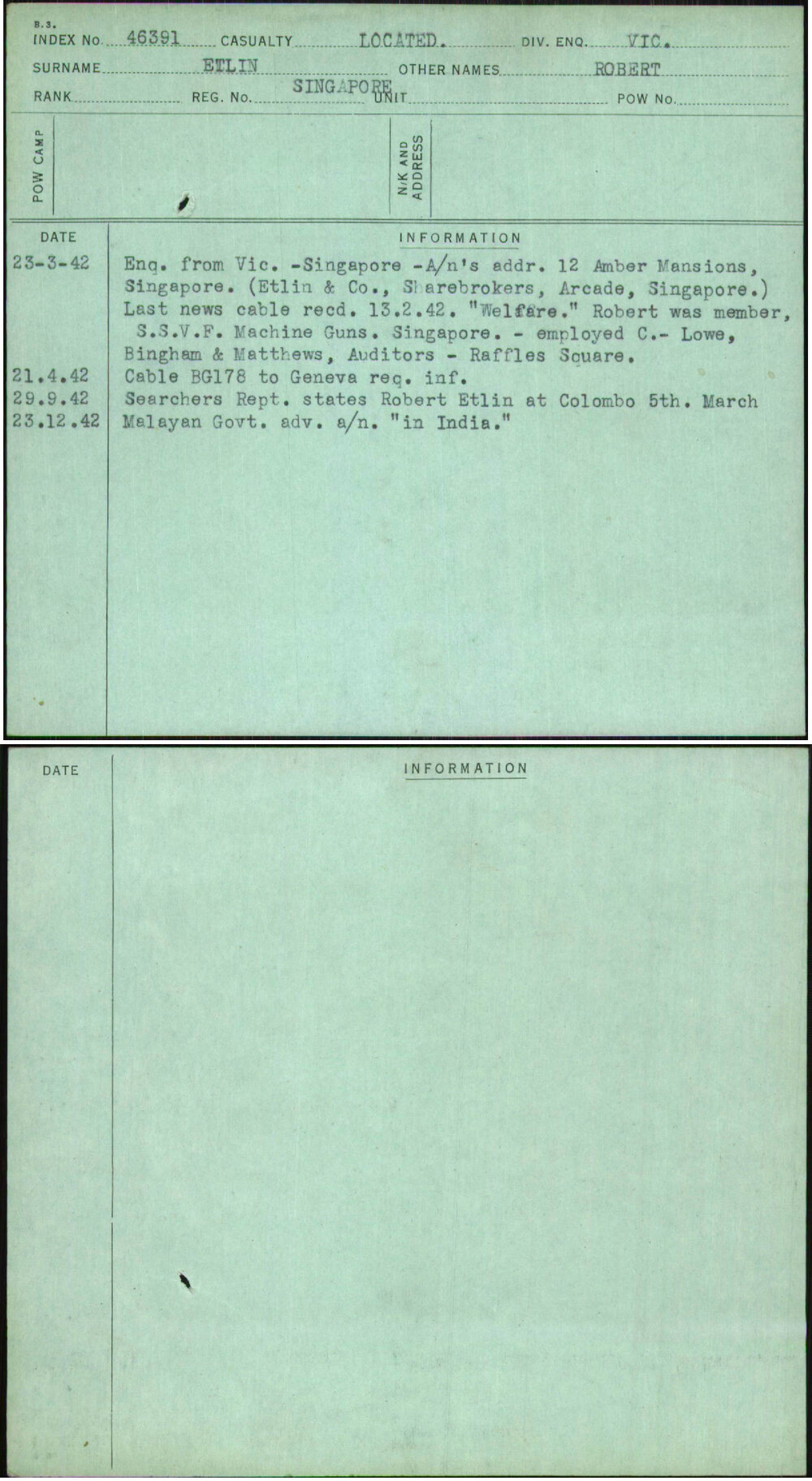 Etlin, Robert, Singapore