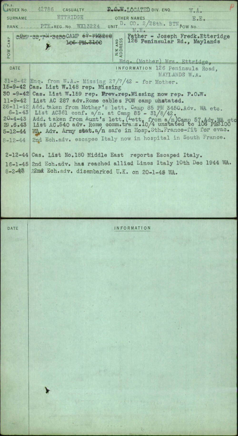 Ettridge, E E, WX13224