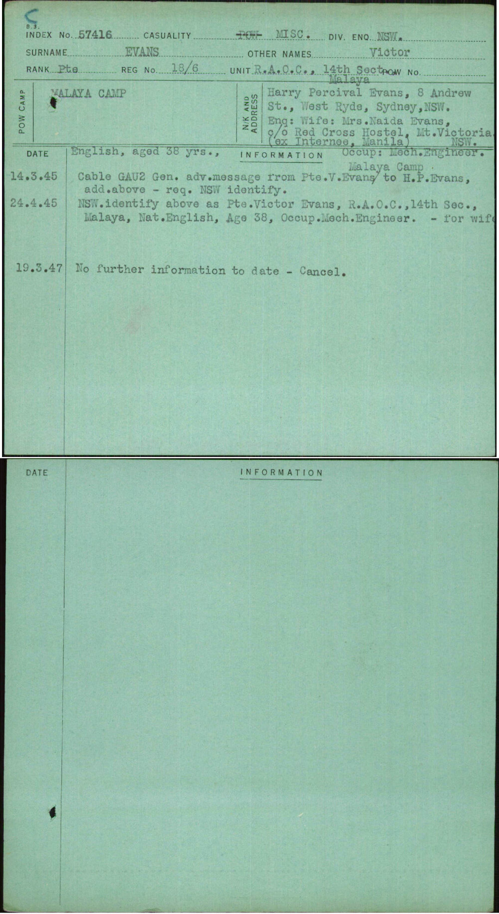 Evans, Victor, 42173