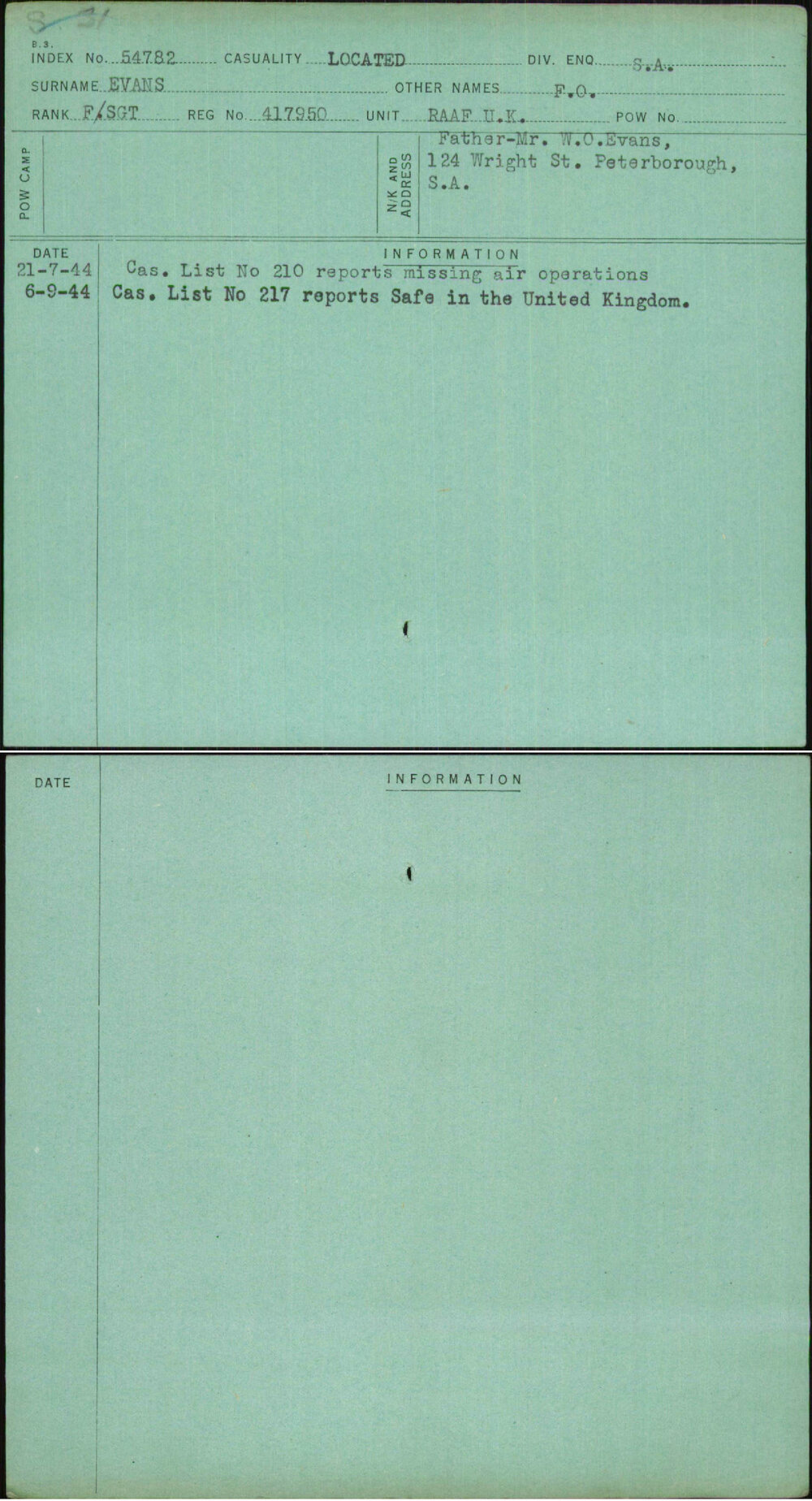 Evans, F O, 417950